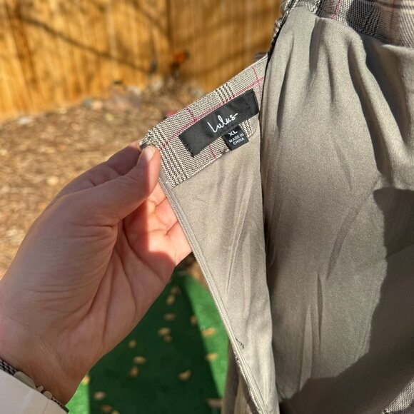 Lulus Brown Plaid Wide-Leg Sleeveless Jumpsuit Women’s XL Belted Fall Outfit - Picture 5 of 8